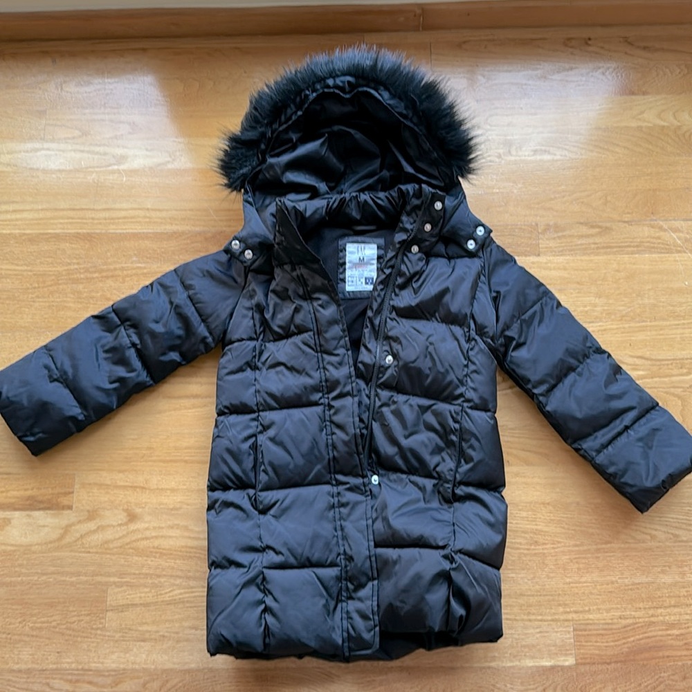 Girls Size M Gap Lids Primaloft Winter Puffer Jacket with Hood in Black